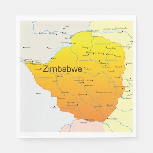 Carte des serviettes en papier du Zimbabwe (Devant)