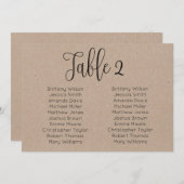 Carte des sièges mariages du paysage. Rustique mod (Devant / Derrière)