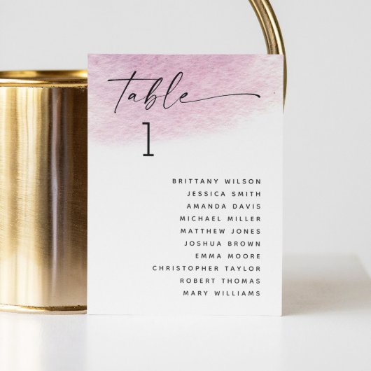 Carte des sièges mariages pastel rose pâle