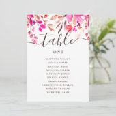 Carte des sièges mariages rose aquarelle (Debout devant)