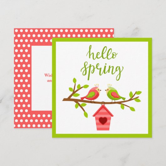 Carte des tourtereaux de printemps (Devant / Derrière)