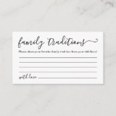 Carte des traditions familiales pour le Baby showe (Devant)