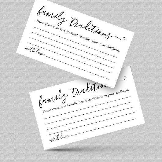 Carte des traditions familiales pour le Baby showe