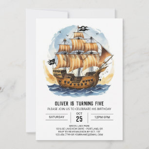 Carte des trésors du bateau Aquarelle Pirate Anniv