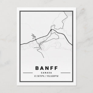 Carte des villes de voyage de Banff Alberta