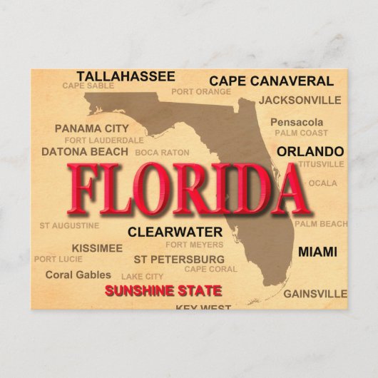 Carte des villes et villes de Floride State Pride (Devant)