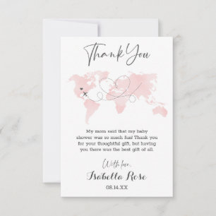 Carte des villes Voyage aventure Baby shower rose 