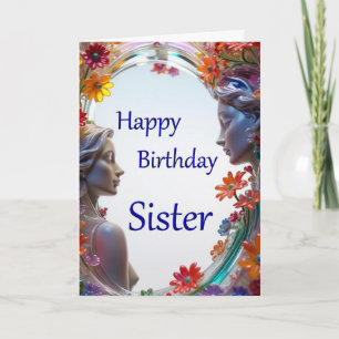 Carte des visages en verre Soeur d'anniversaire he