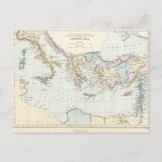 Carte des voyages missionnaires de l'apôtre Paul (Devant)