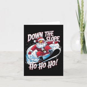 Carte Descente Ho Ho Ho Père Noël Snowboardeur Noël