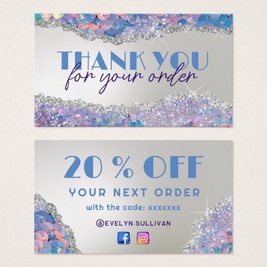 Carte d'escompte de séquence de parties scintillan (Devant & derrière)