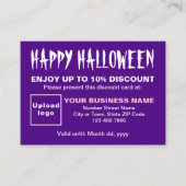 Carte d'escompte Halloween violet d'affaires (Devant)
