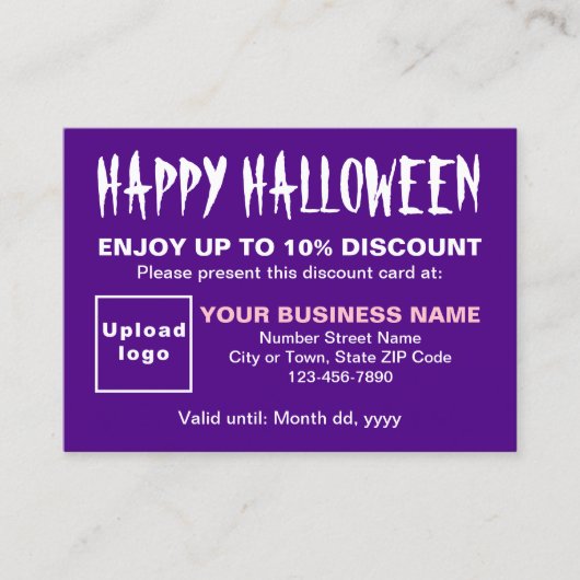 Carte d'escompte Halloween violet d'affaires (Devant)