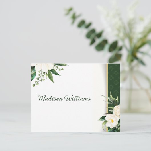 Carte d'escorte à rayures or Fleurs blanches (Debout devant)