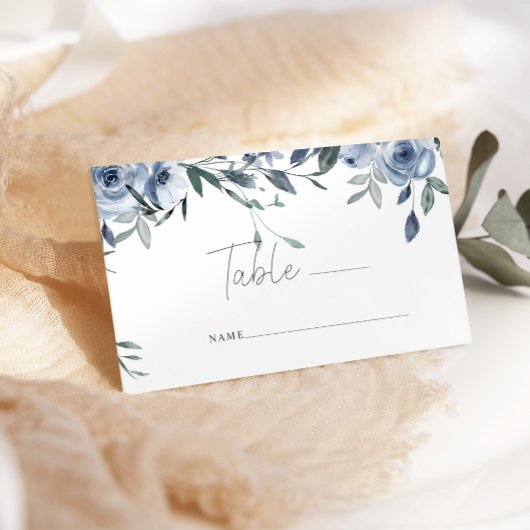 Carte d'escorte de Mariage de fleurs Dusty Blue Ro