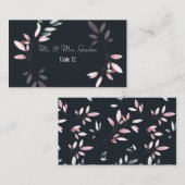 Carte d'escorte florale Elégante couleur rose Navy (Devant / Derrière)