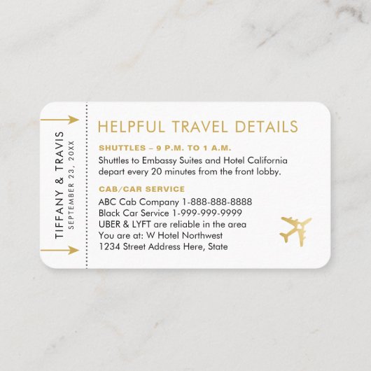 Carte d'escorte Gold Plane (Dos)