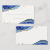 Carte d'escorte Mariage Aquarelle bleu et or (Devant / Derrière)