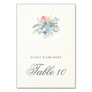 Carte d'escorte Mariage Blue and Pink Peonts