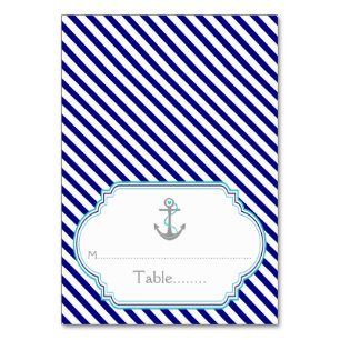 Carte d'escorte mariage nautique bleu marine