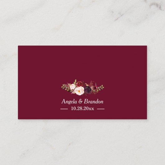 Carte d'escorte Mariage Place Floral Rouge Bourgog (Dos)