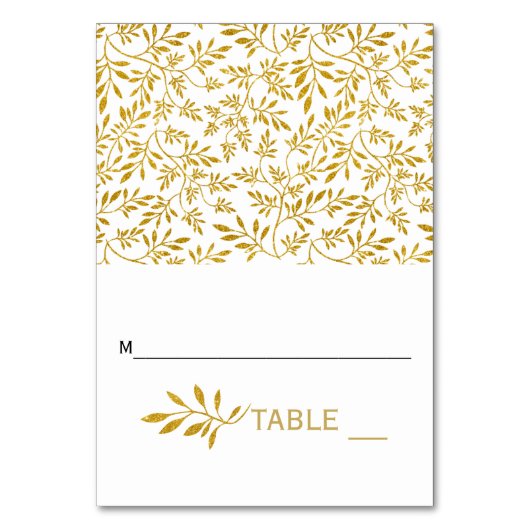 Carte d'escorte pliée mariage feuille Gold parties (Par défaut)