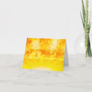 Carte Desert Camel Caravan Sunburst Note Card