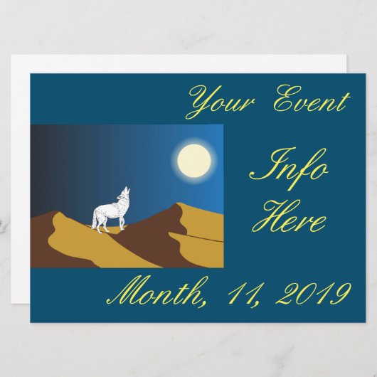 Carte Desert Coyote Howling Pleine lune Thunder_Cove (Devant / Derrière)