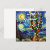 Carte Désert de Noël Saguaro Cactus Appartement (Devant / Derrière)