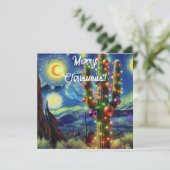 Carte Désert de Noël Saguaro Cactus Appartement (Debout devant)