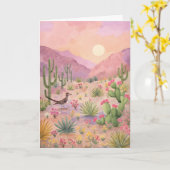Carte Desert Sunrise Painted Landscape Greeting Card (Fleur jaune)