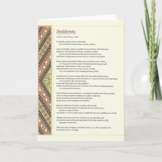 Carte DESIDERATA (Devant)