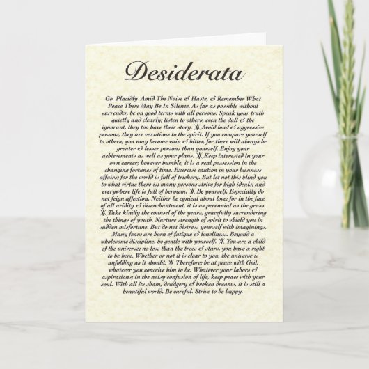 Carte DESIDERATA (Devant)