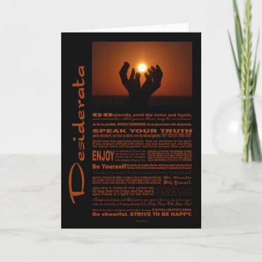 Carte Desiderata Poem Praying At Sunsent (Devant)