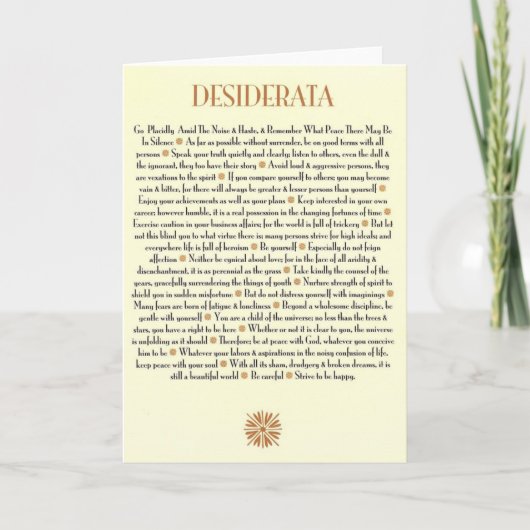 Carte DESIDERATA=Sunburst (Devant)