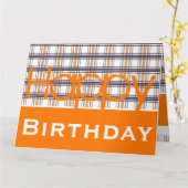 Carte Design amusant avec orange et plaid (Fleur jaune)