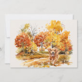 Carte Design Chien Automne Aquarelle - Golden Retriever (Devant)