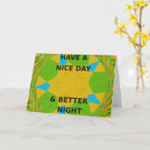 Carte Design circulaire "Bonne journée et meilleure nuit (Fleur jaune)