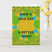 Carte Design circulaire "Bonne journée et meilleure nuit (Fleur jaune)