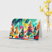 Carte Design coloré des arbres de Noël (Fleur jaune)