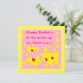 Carte Design d'anniversaire rose et jaune avec message s (Debout devant)