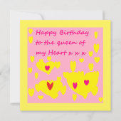 Carte Design d'anniversaire rose et jaune avec message s (Devant)