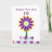 Carte Design de fleurs Personnalisé 10e anniversaire (Devant)