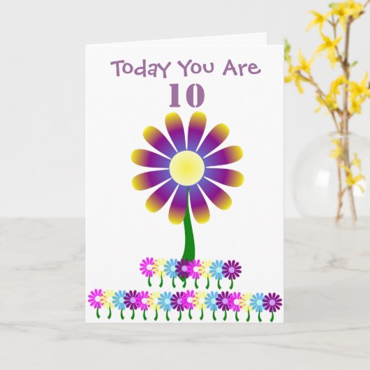 Carte Design de fleurs Personnalisé 10e anniversaire (Fleur jaune)