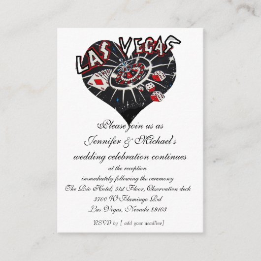 Carte design de la réception de mariage Las Vegas (Devant)