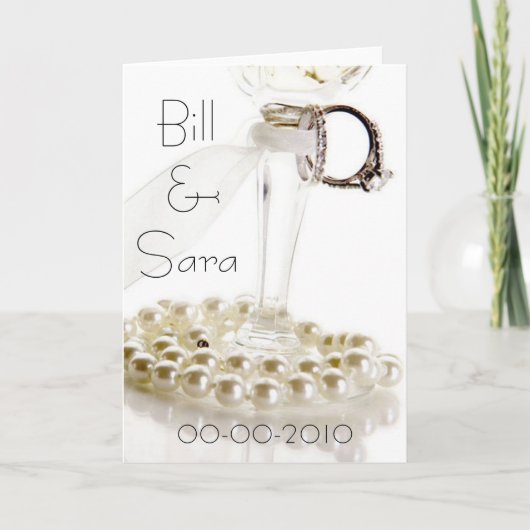 Carte Design de perles de Mariage blanc romantique (Devant)