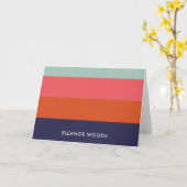 Carte Design élégant à rayures multicolores personnalisé (Fleur jaune)