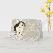 Carte Design en dentelle vintage avec photo (Fleur jaune)