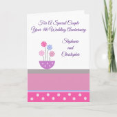 Carte Design floral 4e anniversaire Mariage personnalisé (Devant)