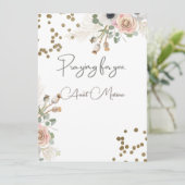 Carte Design floral avec points or et message (Debout devant)